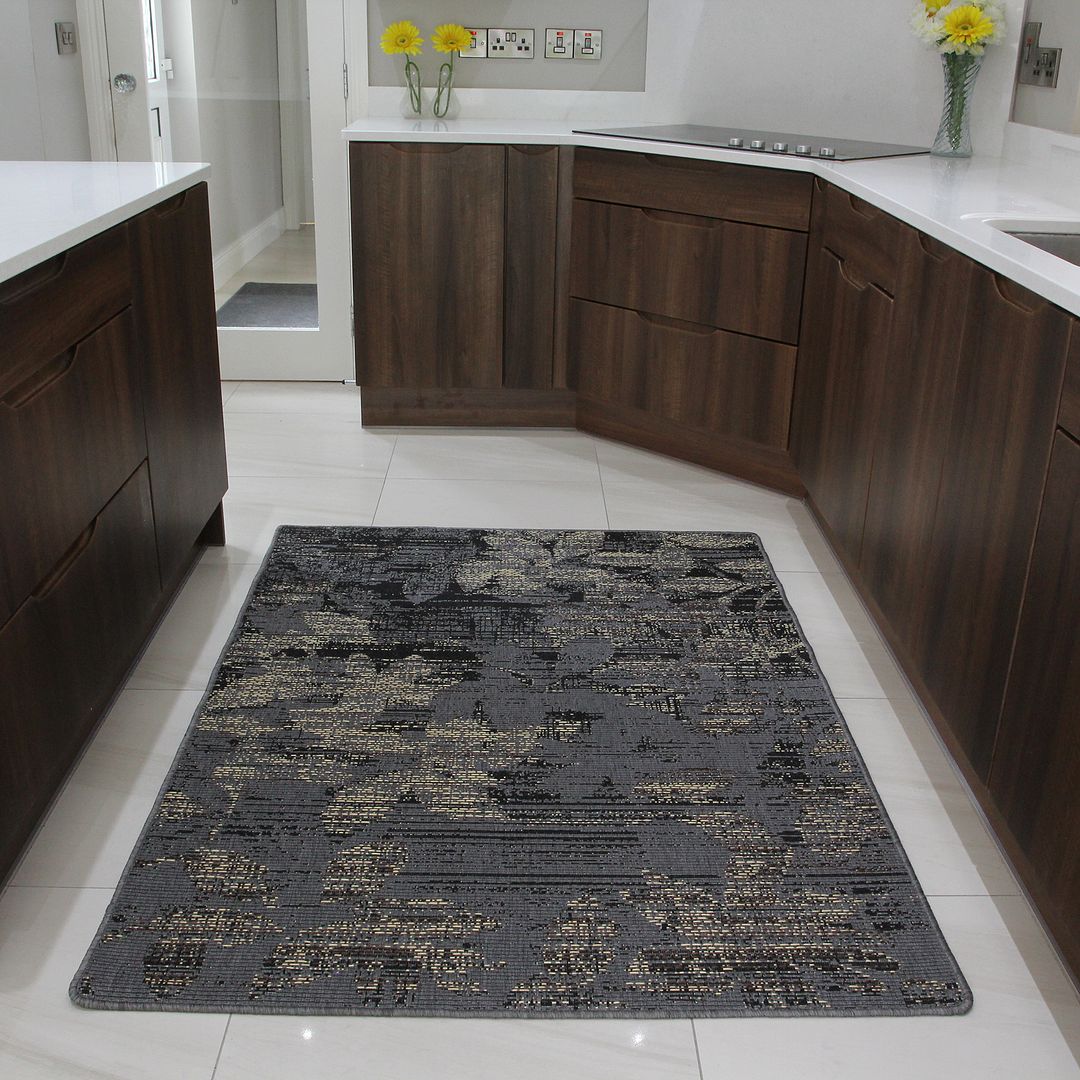 Brown Rubber Backed Modern Kitchen Rug Flat Weave Easy Clean Living Room Rugs UK eBay